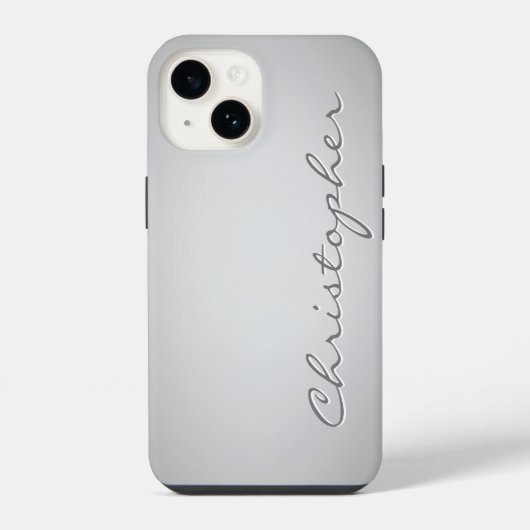 Personalisierte hellgraue Radialtextur 15 iPhone Hülle (Rückseite)