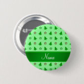 Personalisierte hellgrüne Weihnachtsnamenssterne Button (Vorne & Hinten)
