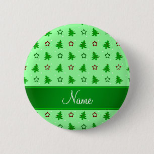 Personalisierte hellgrüne Weihnachtsnamenssterne Button