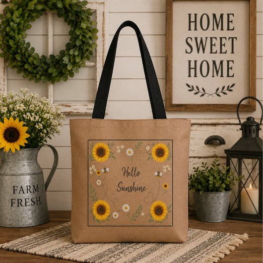 Personalisierte Hello Sunshine Sonnenblume Tasche