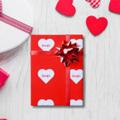 Personalisierte Hellrot-Weiß-Liebe rustikal Geschenkpapier