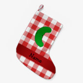 Personalisierte hellrote Schachbretter Kleiner Weihnachtsstrumpf (Vorderansicht (hängend))