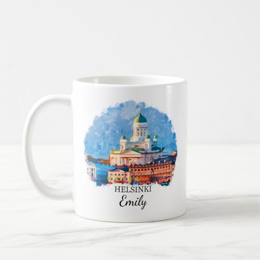 Personalisierte Helsinki-Tasse, Finnland Kaffeetasse (Links)
