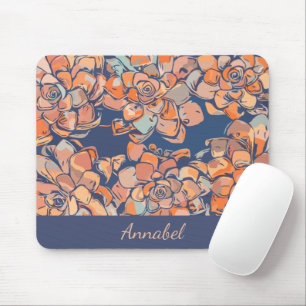 Personalisierte Herbst-Botanik Erdig Neutral Navy Mousepad