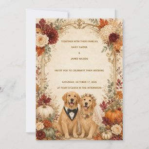 Personalisierte Herbst-Golden-Retriever-Hochzeitse Einladung