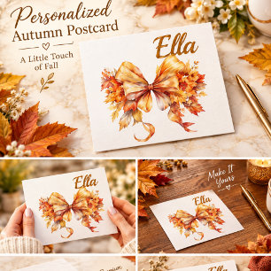 Personalisierte Herbst-Schleife Postkarte mit Name