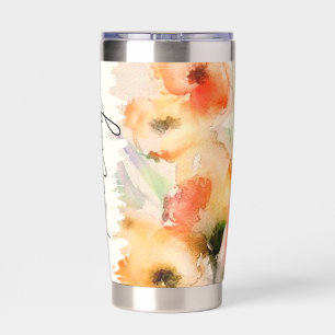 Personalisierte Herbst-Wasserfarben-Mohnblumen Thermobecher