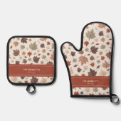 Personalisierte Herbstblätter Ofenhandschuh & Topflappen-Set (Vorderseite)