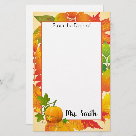Personalisierte Herbsternte Briefpapier (Vorne/Hinten)