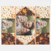 Personalisierte Herbstfamilie mit 3 Fotos Fleecedecke (Vorderseite (Horizontal))