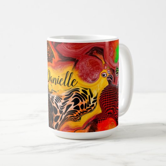 Personalisierte Herbstfarben Abstrakte Pour-Malere Kaffeetasse (VorderseiteRechts)