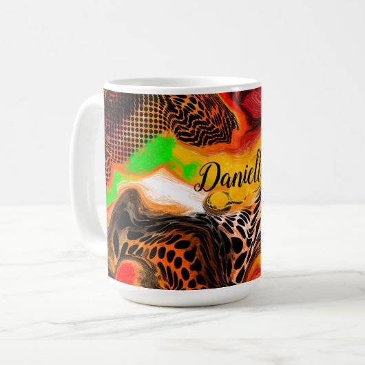Personalisierte Herbstfarben Abstrakte Pour-Malere Kaffeetasse (Vorderseite Links)