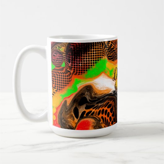 Personalisierte Herbstfarben Abstrakte Pour-Malere Kaffeetasse (Links)