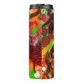 Personalisierte Herbstfarben Abstrakte Pour-Malere Thermosbecher (Rückseite)