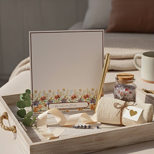 Personalisierte Herbstgrenze der Wildblume Notizblock