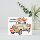 Personalisierte Herbstgrubenkarten, Vintager LKW Feiertagspostkarte (Stehend Vorderseite)