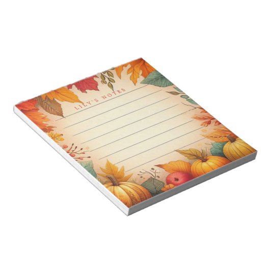 Personalisierte HerbstHerbstlaube Notizblock (angewinkelt)