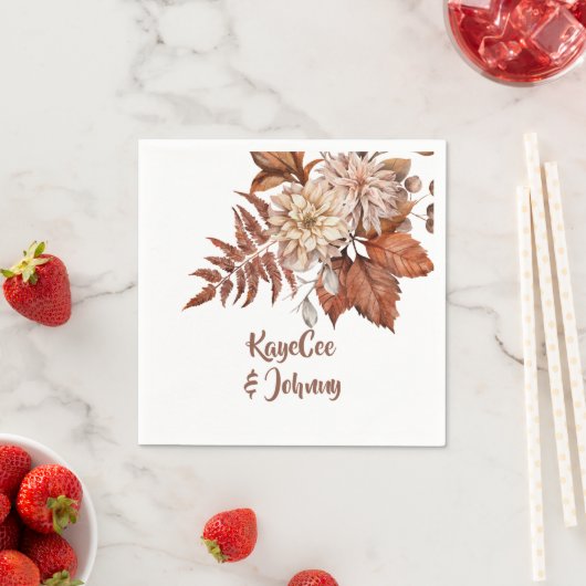 Personalisierte Herbsthochzeitszeitung Serviette (Beispiel)