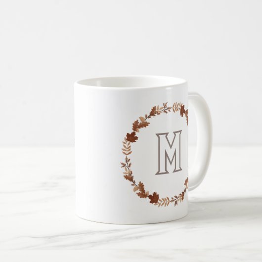 Personalisierte Herbstkrautmonogramm Kaffeetasse (VorderseiteRechts)