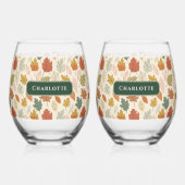 Personalisierte Herbstlaub - Gemütlicher Herbst na Weinglas Ohne Stiel (Vorderseite)