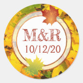 Personalisierte Herbstlaub Monogram Wedger Sticker (Vorderseite)