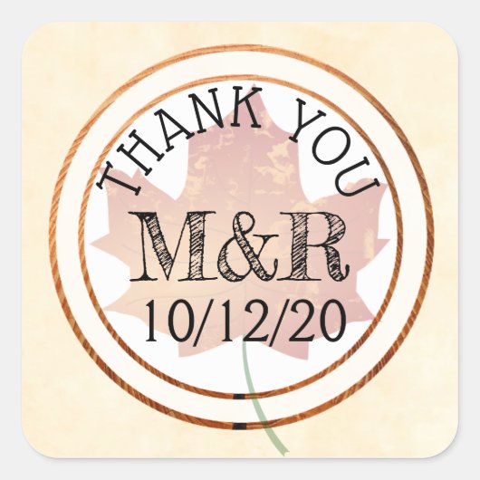 Personalisierte Herbstlaub Monogram Wedger Sticker (Vorderseite)