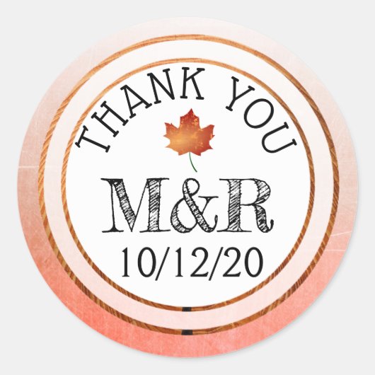 Personalisierte Herbstlaub Monogram Wedger Sticker (Vorderseite)