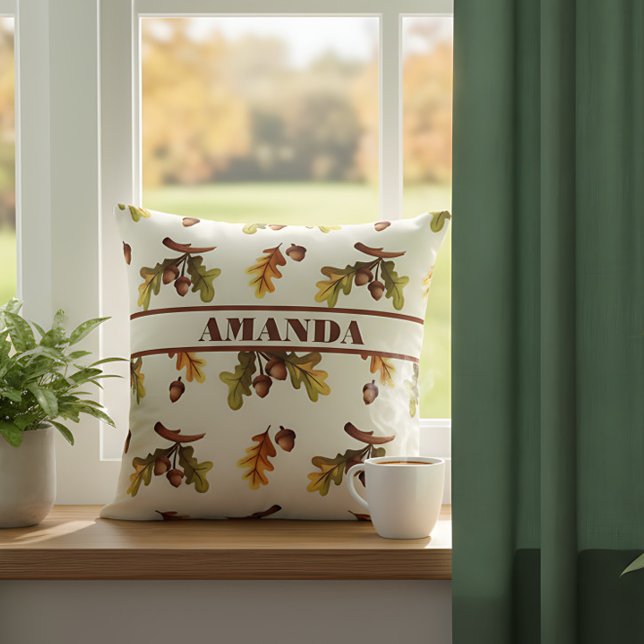 Personalisierte Herbstlaube Kissen (Fall decor pillow soft and stylish. Seasonal cute tone. )