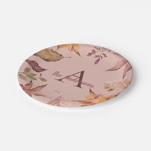 Personalisierte Herbstlaube Pappteller (Schrägansicht)