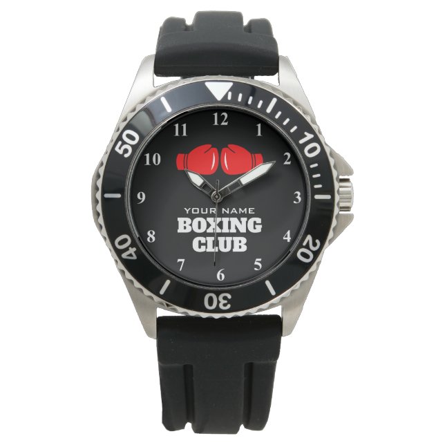 Personalisierte Herrenuhr mit Boxhandschuhlogo Armbanduhr (Vorderseite)