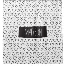 Personalisierte Herz-Dusche Vorhang-Schwarz und