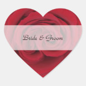 Personalisierte Herz-Hochzeitsticker — Rote Rose Herz-Aufkleber (Vorderseite)