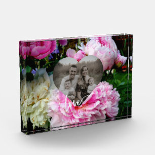 personalisierte Herz-Liebe-Kalligraphie-Rose Fotoblock