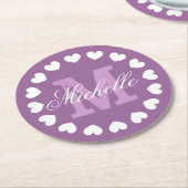 Personalisierte Herz-Monogramm-Hochzeitsfeier Unte Runder Pappuntersetzer (Angewinkelt)