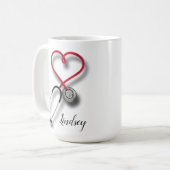 personalisierte Herz-Stethoskop-Tasse Kaffeetasse (Vorderseite Links)