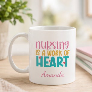 Personalisierte Herzarbeit Pflege Kaffeetasse