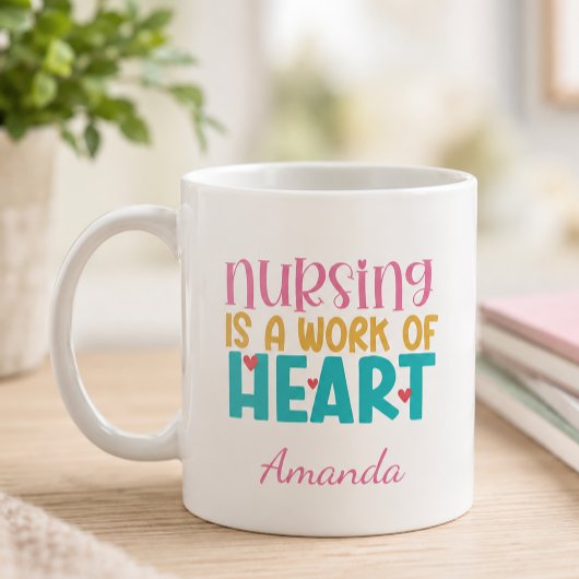 Personalisierte Herzarbeit Pflege Kaffeetasse