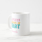 Personalisierte Herzarbeit Pflege Kaffeetasse (Vorderseite Links)