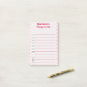 Personalisierte Herzen auf rosa Dinge zu tun Post-it Klebezettel (Auf Schreibtisch)