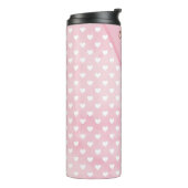 Personalisierte Herzen auf rosa Thermaltumbler Thermosbecher (Nach links gedreht)