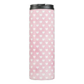 Personalisierte Herzen auf rosa Thermaltumbler Thermosbecher (Rückseite)