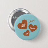 Personalisierte Herzen mit Kindernamen Aquamarin Button (Vorne & Hinten)