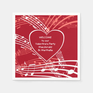Personalisierte Herzen Musik Valentinstag Party Pa Serviette