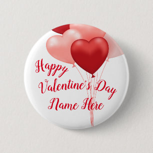 Personalisierte Herzen Valentinstag-Taste Button