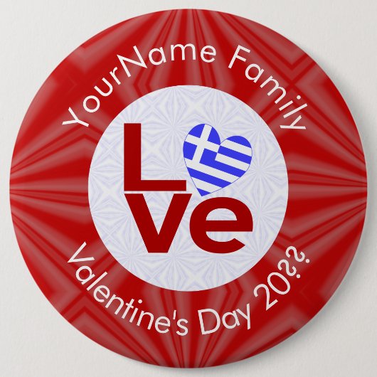 Personalisierte Herzenflagge der Roten LIEBE Button (Vorderseite)