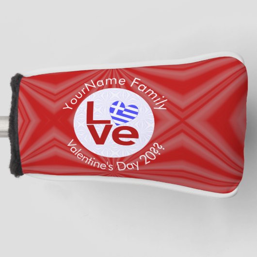 Personalisierte Herzenflagge der Roten LIEBE Golf Headcover (Vorderseite)