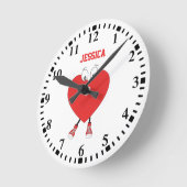 Personalisierte Herzform Rote Niedliche Liebe Desi Runde Wanduhr (Winkel)