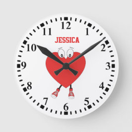 Personalisierte Herzform Rote Niedliche Liebe Desi Runde Wanduhr