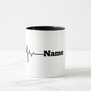 Personalisierte Herzfrequenz Name Tasse