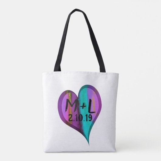 personalisierte Herzmonogramm-Tasche Tasche (Rückseite)